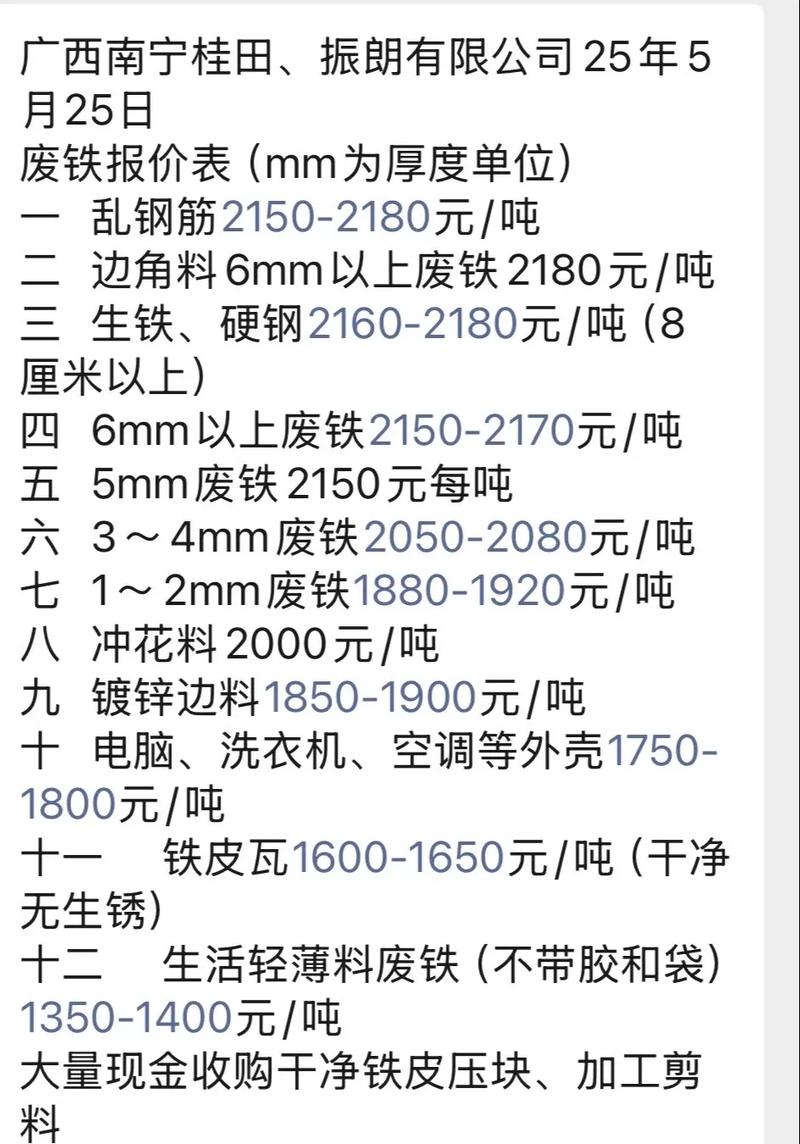 废铁一斤多钱2025