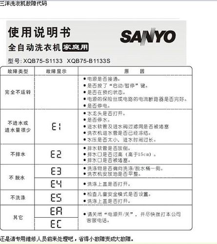 sanyo洗衣机e2故障处理图解