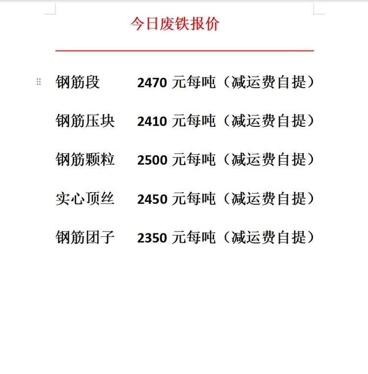 宿迁废铁回收价格多少