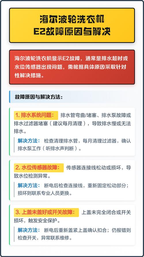 海尔洗衣机报e2故障如何解决