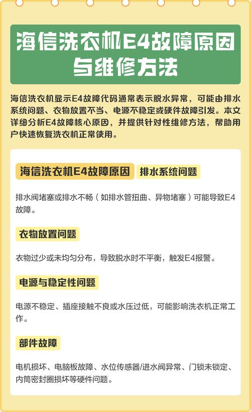 洗衣机e4是什么故障怎么修理
