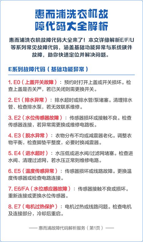 惠而浦洗衣机故障F07是什么