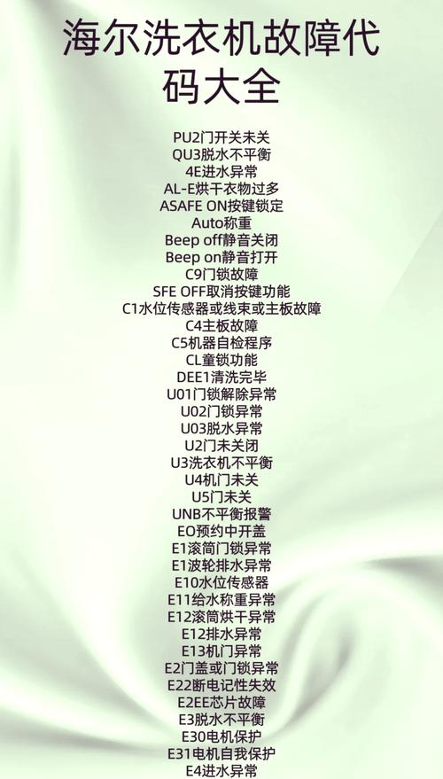 海尔滚筒洗衣机出现故障代码L